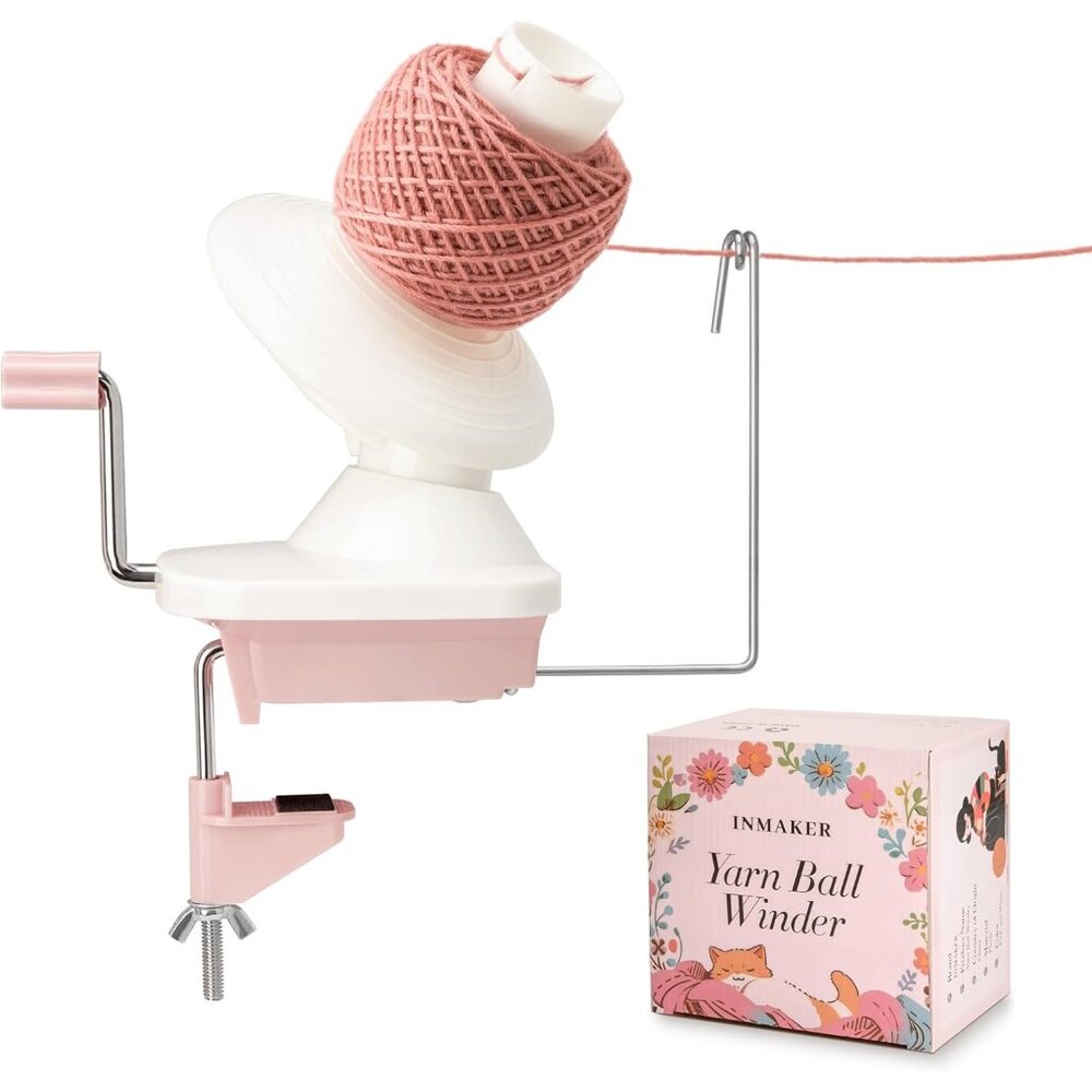 Pink Yarn Ball Winder - Compact Yarn Winder for Crafts